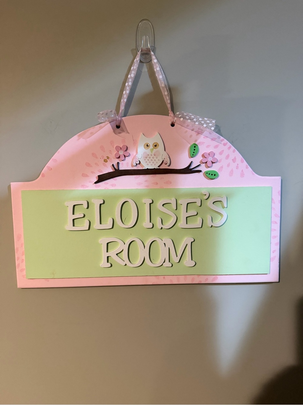 Personalized Pink and Mint Owl Door Sign - Custom Name Wall Decor Eloise